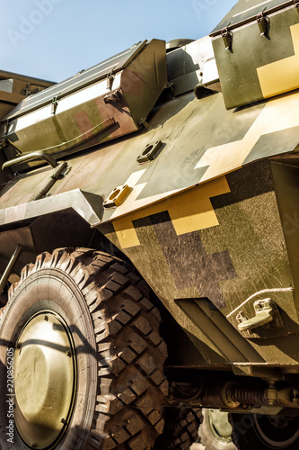 Elements of military equipment, military camouflage. Infantry fighting vehicle .