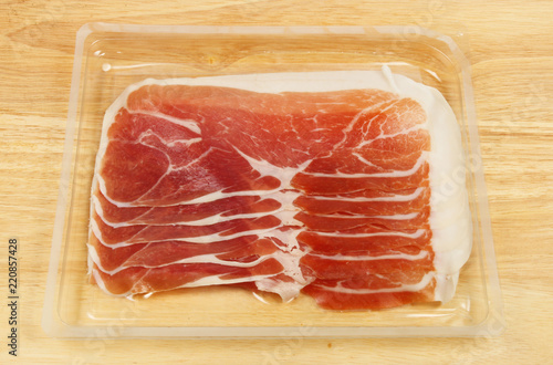 Parma ham in a tray