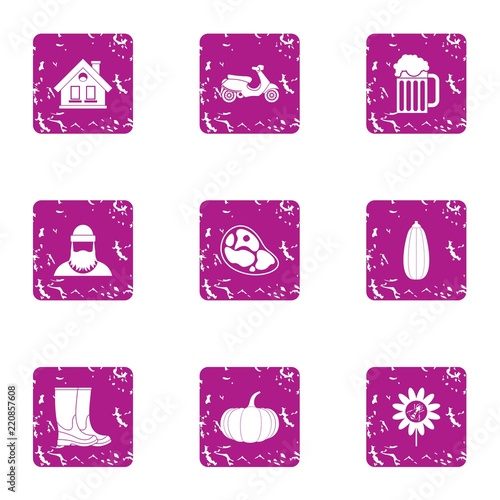 Redneck icons set. Grunge set of 9 redneck vector icons for web isolated on white background