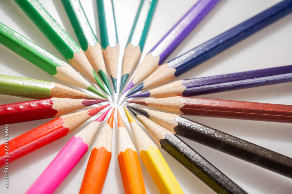 Fototapeta premium Color pencils white background colorful
