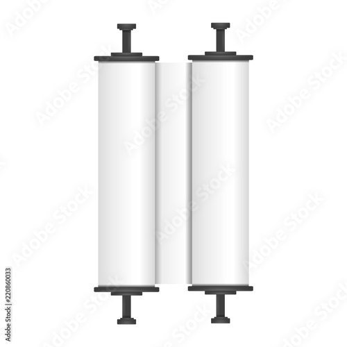 Torah scroll papyrus mockup. Realistic illustration of torah scroll papyrus vector mockup for web design isolated on white background