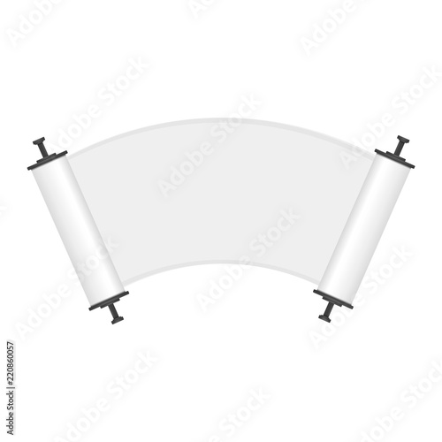Ancient torah papyrus mockup. Realistic illustration of ancient torah papyrus vector mockup for web design isolated on white background