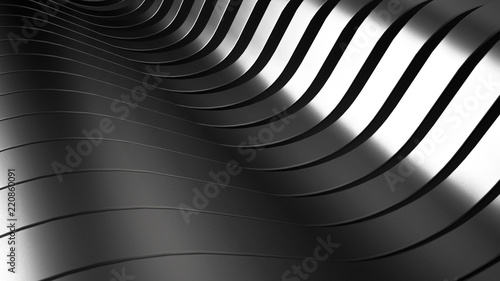 Black  stylish  modern metallic background with smooth lines. 3d illustration 3d rendering