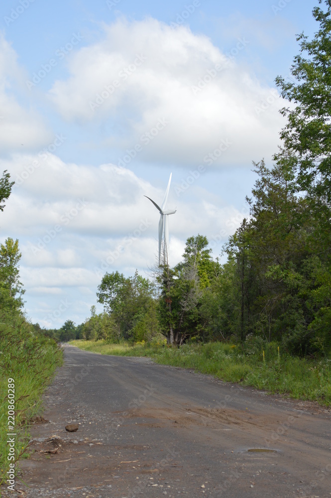 Single Wind Turbine on the Side of Country Road