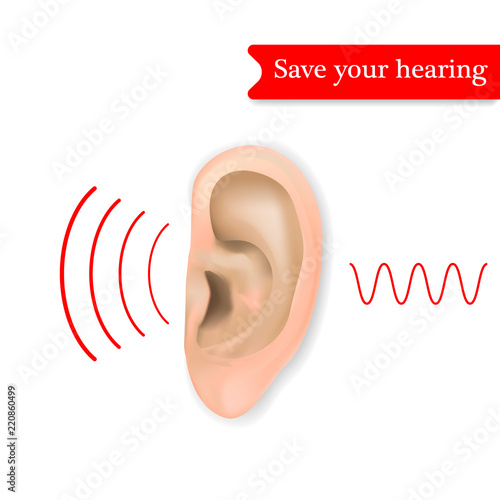 Save your hearing concept background. Realistic illustration of save your hearing vector concept background for web design
