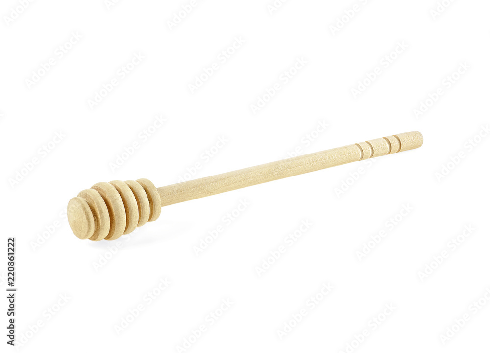 Wooden honey deeper on white background Wooden honey deeper on white background