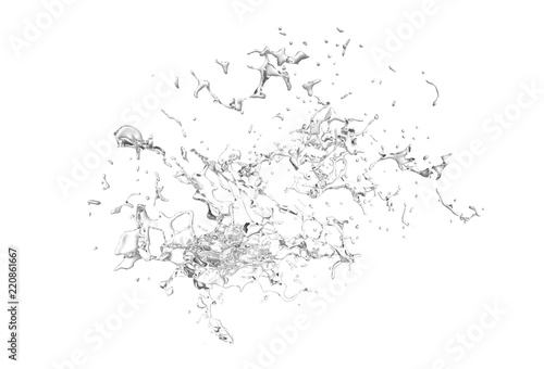 Isolated transparent splash of water splashing on a white background. 3d illustration, 3d rendering.