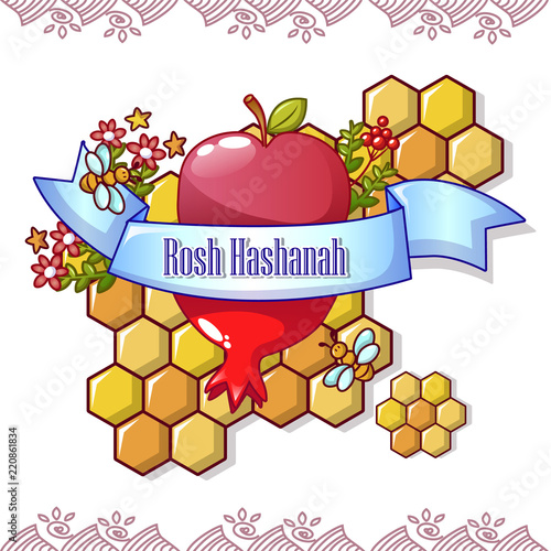 Rosh hashanah concept background. Cartoon illustration of rosh hashanah vector concept background for web design