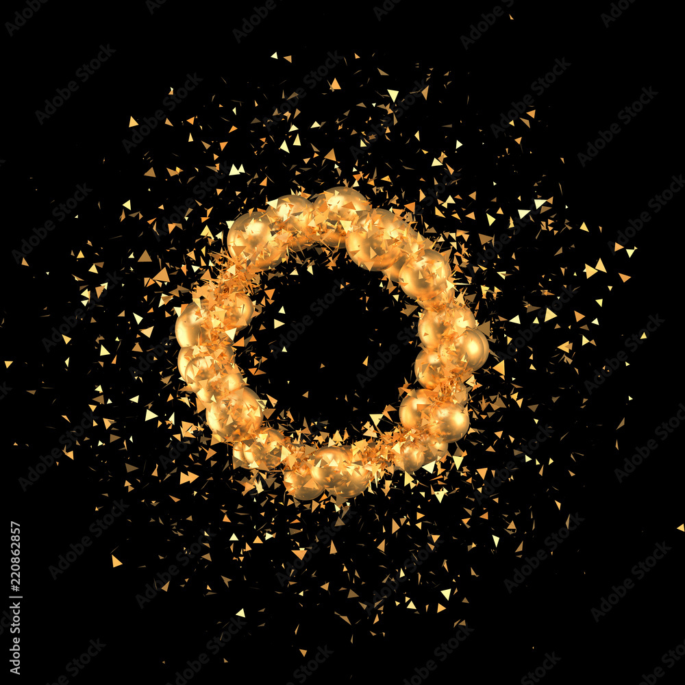 A gold-plated ornate Christmas ring ornaments. 3d illustration, 3d rendering. A gold-plated ornate Christmas ring ornaments. 3d illustration, 3d rendering.
