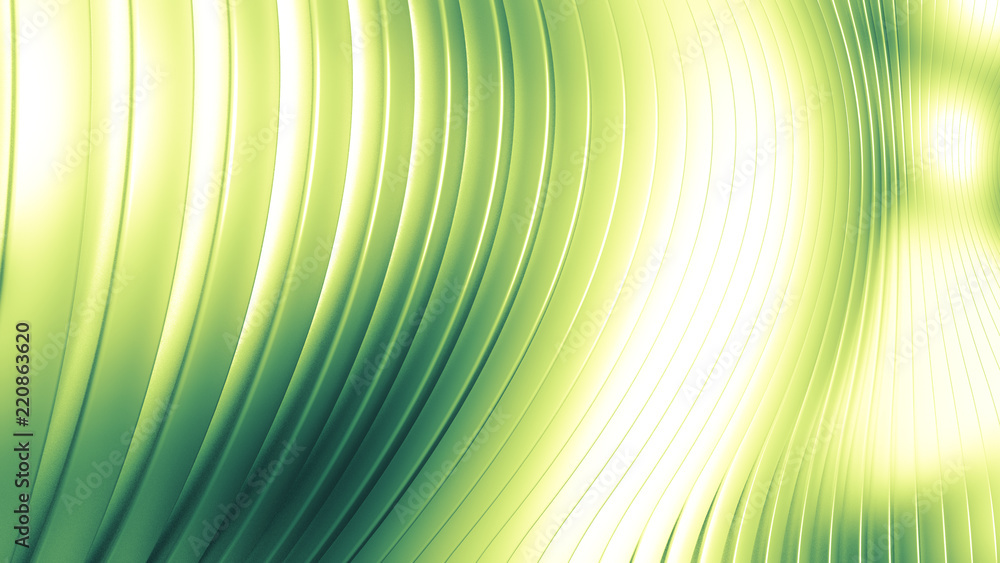 green beautiful colorful 3d background with smooth lines and waves of metal. 3d illustration, 3d rendering. green beautiful colorful 3d background with smooth lines and waves of metal. 3d illustration, 3d rendering.