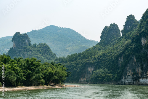 banks of the river li in guilin - china