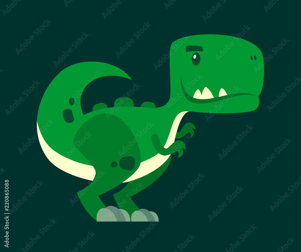 Cute green curious dinosaur - a cartoon character Stock Vector | Adobe Stock