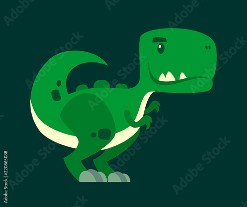Cute green curious dinosaur - a cartoon character