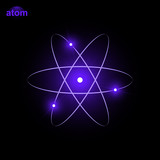 Atom structure with light effect vector illustration.