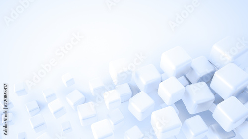 White, glowing, light 3d background with geometrical shapes.