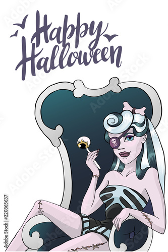Zombie Pinup Girl . Vector illustration of a sexy zombie pinup girl 1