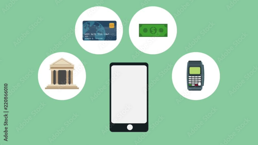 Smartphone online shopping and money high definition animation colorful scenes Smartphone online shopping and money high definition animation colorful scenes