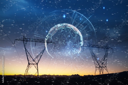 Εκτύπωση καμβά Composite image of image of earth with different times