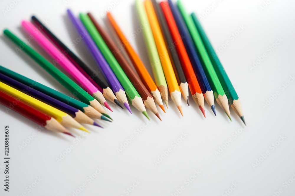 Color pencils white background colorful