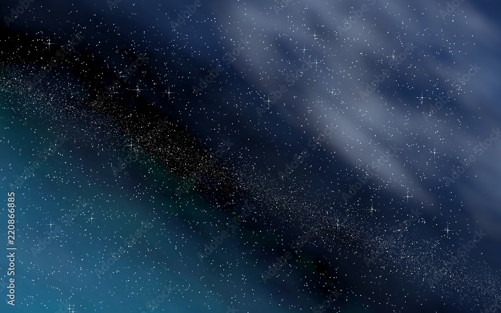 Naklejka premium Colorful and beautiful space background. Outer space. Starry outer space texture. Templates, blue background. 3D illustration