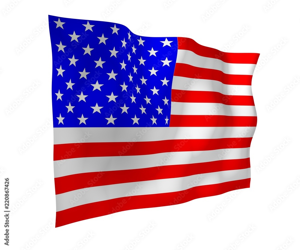 Fototapeta premium Waving flag of the United States of America. Stars and Stripes. State symbol of the USA. 3D illustration