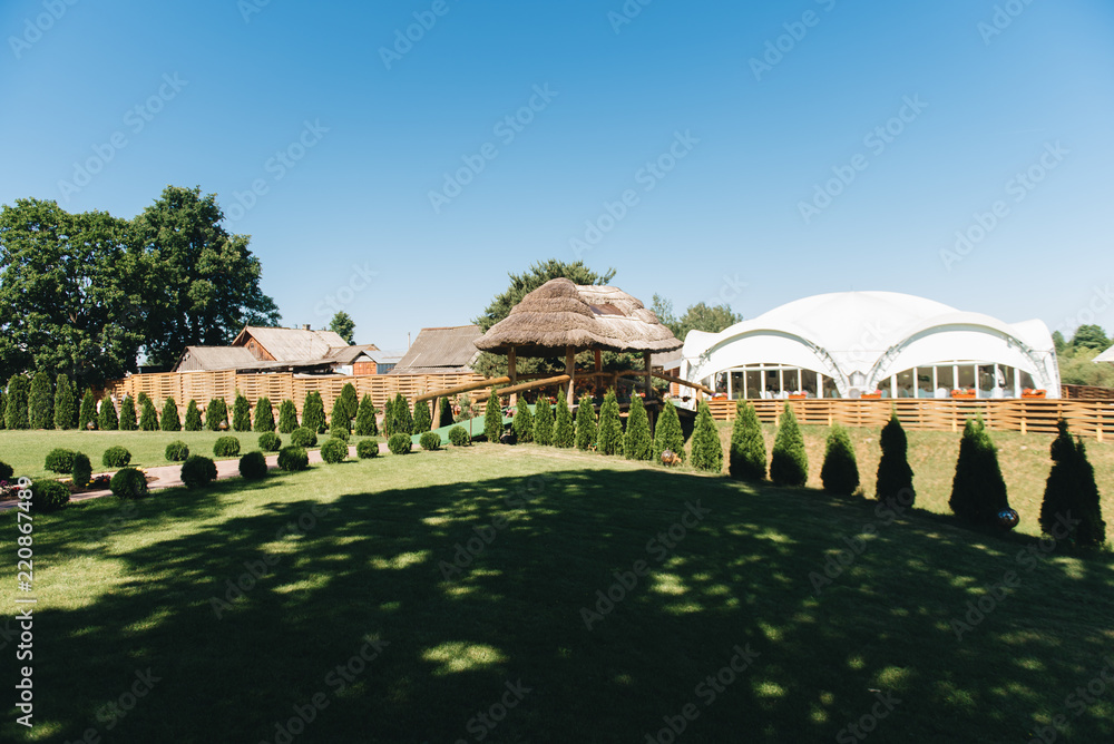 Beautiful outdoor restaurant tent for weddings and other outdoor celebrations