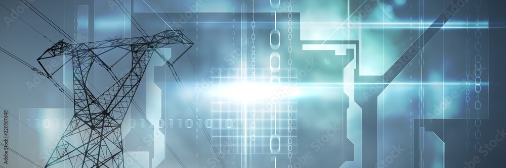 Fototapeta premium Composite image of black technology design with glow