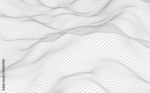 Wallpaper Mural Abstract landscape on a white background. Cyberspace grid. Hi-tech network. 3d illustration Torontodigital.ca