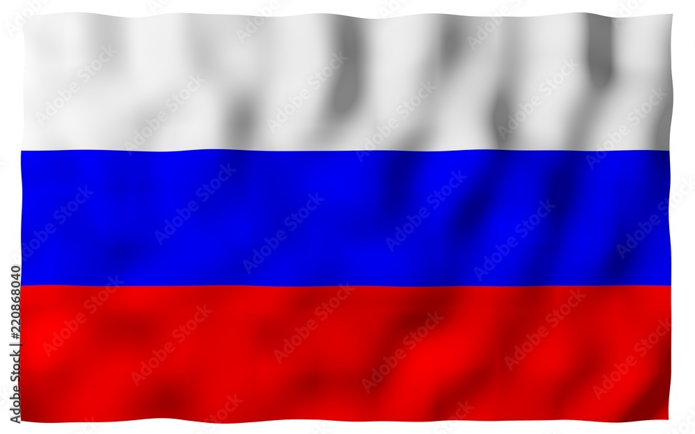Fototapeta premium Waving flag of the Russian Federation. The National. State symbol of the Russia. 3D illustration
