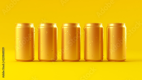 Yellow background with aluminum cans