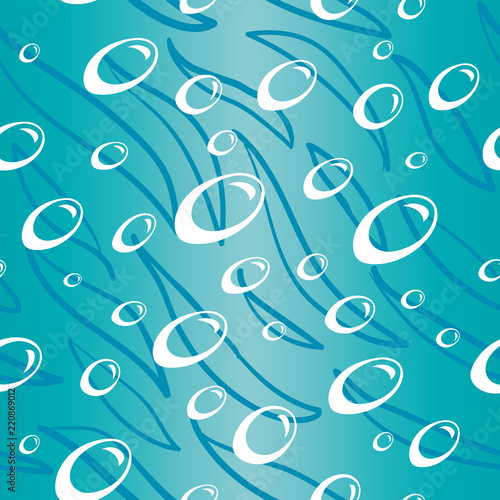 Blue water bubbles background. Seamless pattern