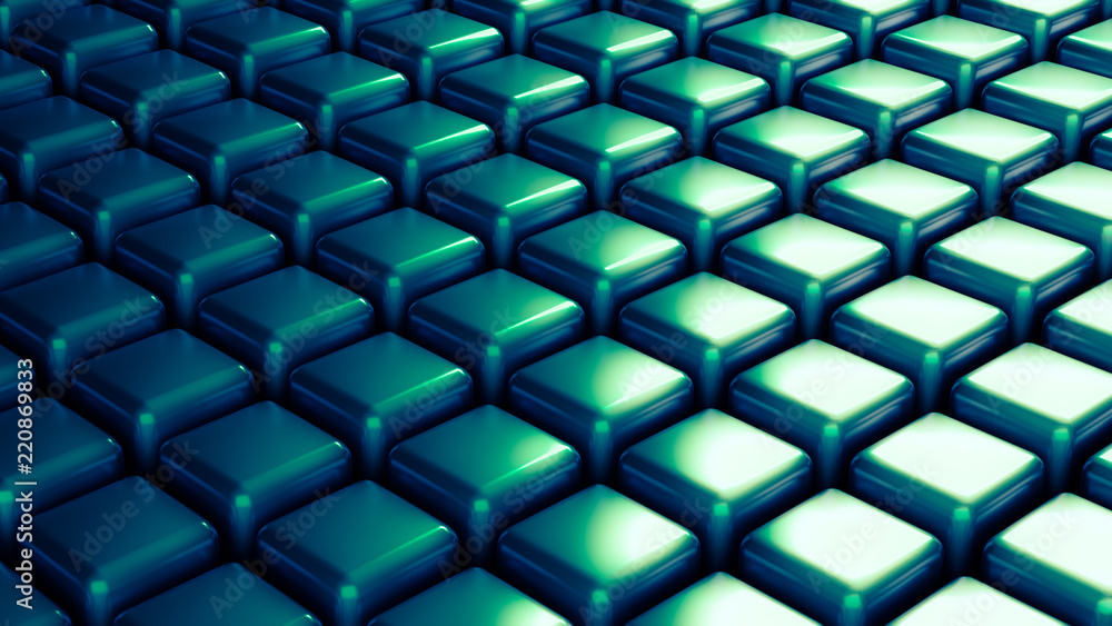 Azure, the blue abstract background with glossy cubes, 3d illustration, 3d rendering. Azure, the blue abstract background with glossy cubes, 3d illustration, 3d rendering.
