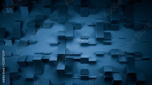 Blue abstract background with three-dimensional shapes, 3d illustration, 3d rendering. © Pierell