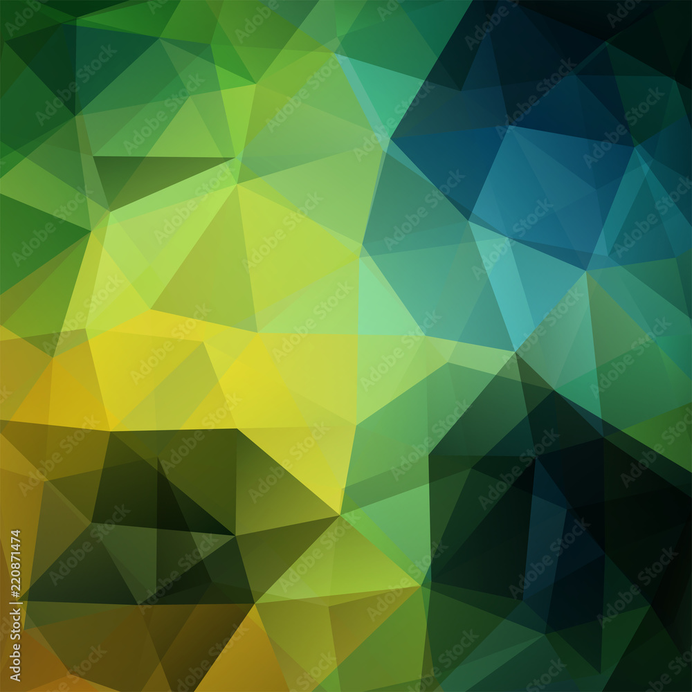 Background made of yellow, green, blue triangles. Square composition with geometric shapes. Eps 10 Background made of yellow, green, blue triangles. Square composition with geometric shapes. Eps 10