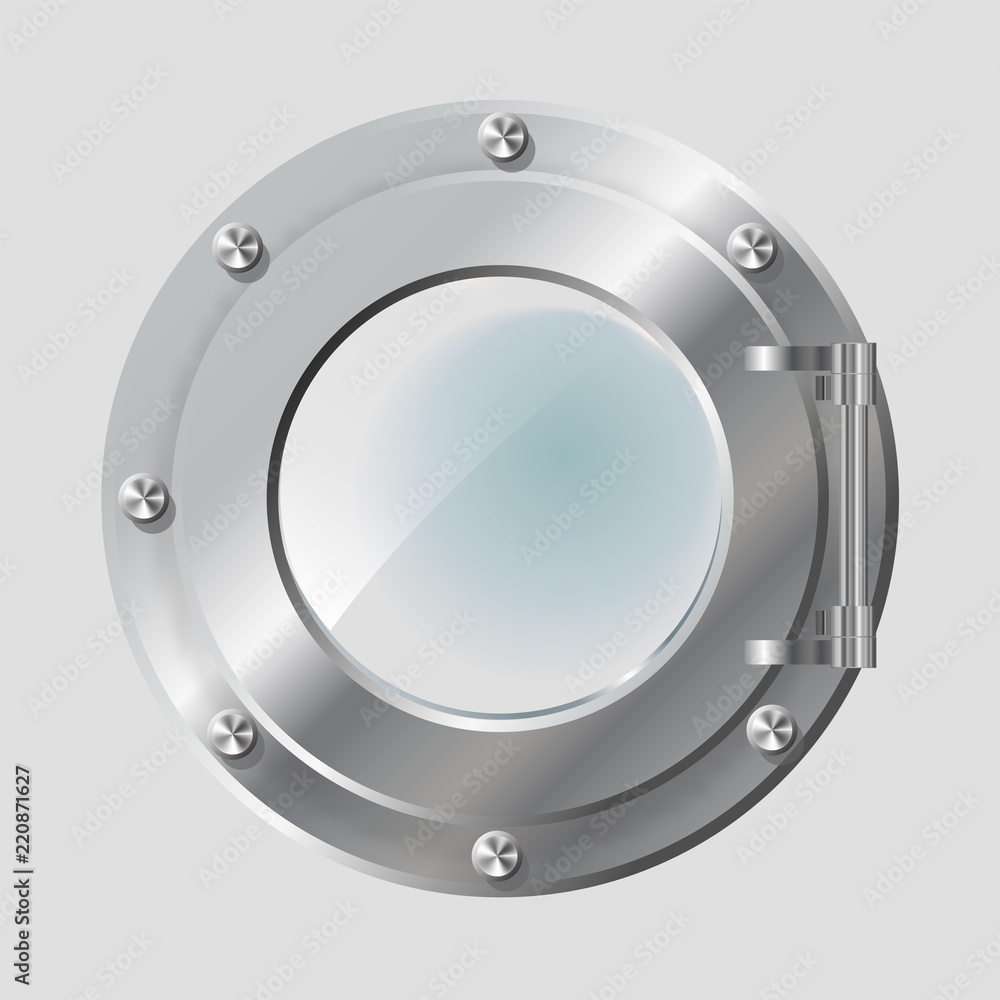 .Realistic Illustration of metal porthole of various shape on transparent background isolated vector illustration. .Realistic Illustration of metal porthole of various shape on transparent background isolated vector illustration.