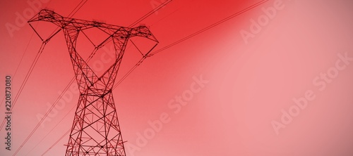 Canvas Print The evening electricity pylon silhouette