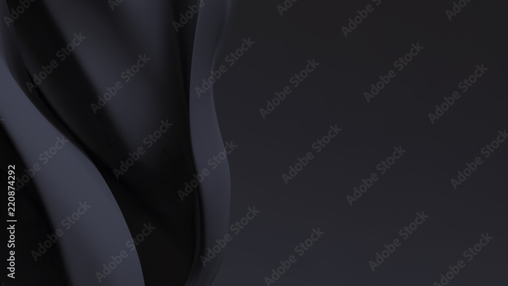 Stylish black background with silk waves
