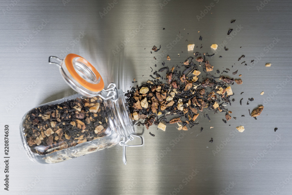 Black Tea on Stainless Steel Table (2)