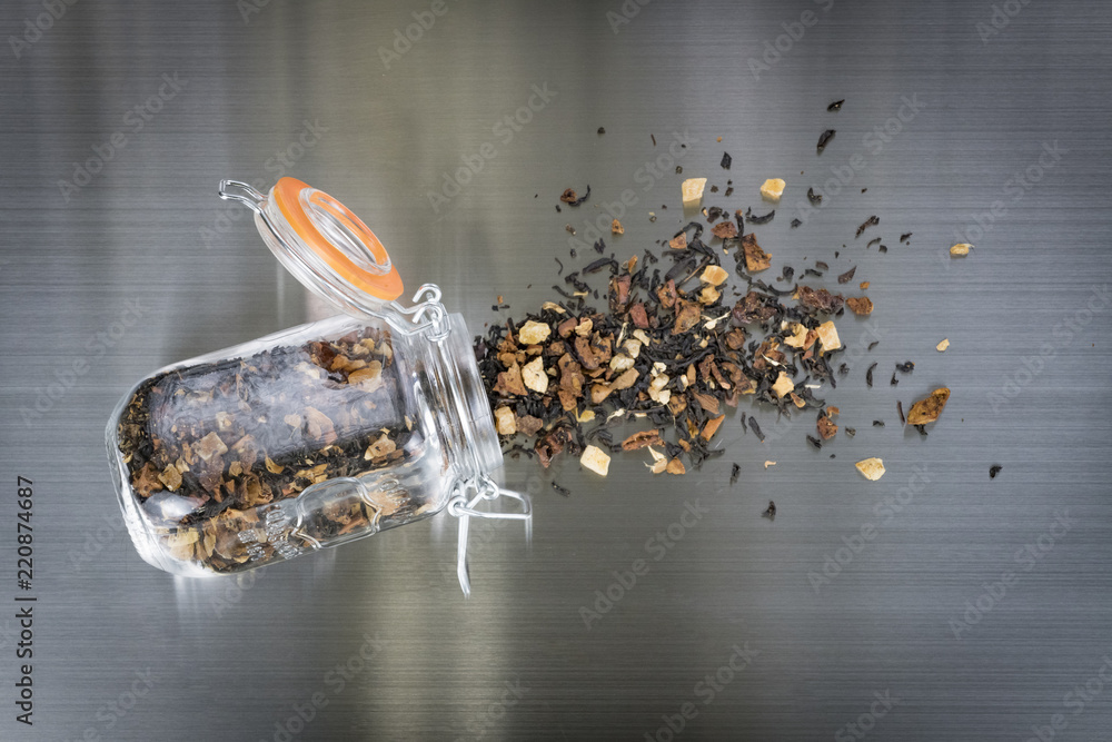 Black Tea on Stainless Steel Table