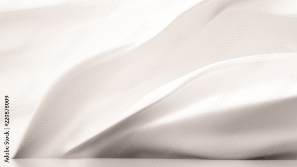 White background with developing stylish silk
