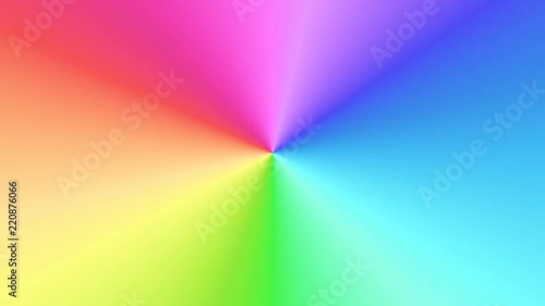 Shiny spinning colorful gradient in multiple colors rotating in a CGI high definition multicolor background with assorted colors of red pink purple blue green and yellow in a motion video clip