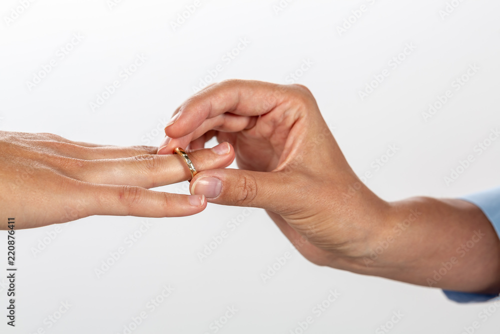 wedding ring on finger