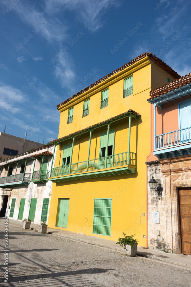 Colorful houses on street of Havana, Cuba