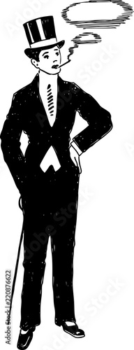 Silhouette of a person in a vintage costume