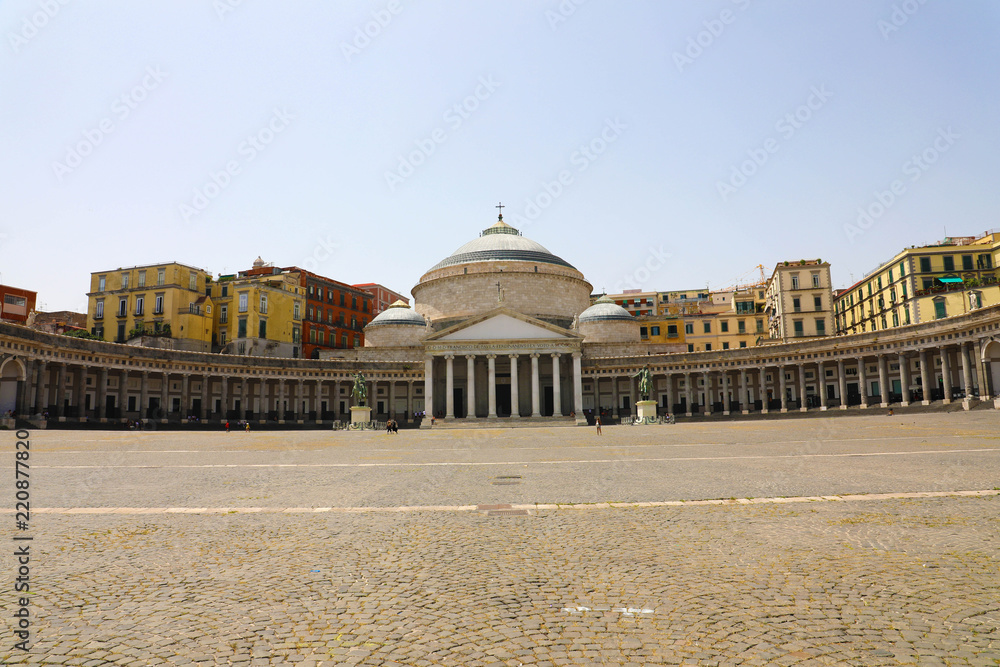 Beautiful view of Piazza del Plebiscito square, Naples, Italy