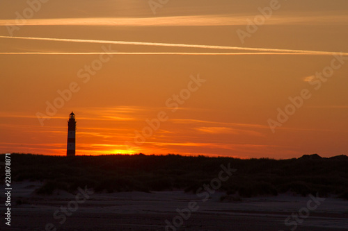 Sunset behind lighthouse