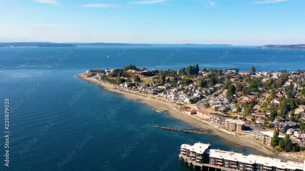 West Seattle WA Overview Drone Hyperlapse Sunny Day Beach West Seattle WA Overview Drone Hyperlapse Sunny Day Beach