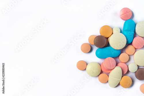 Medications in the form of tablets and pills.