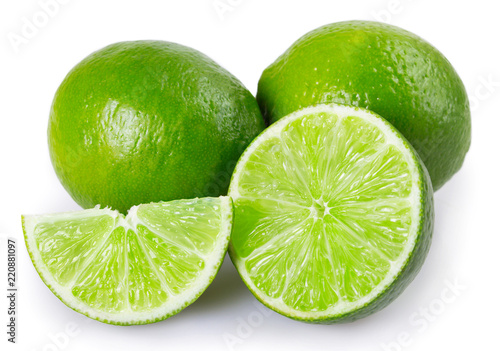 Fresh lime on white background