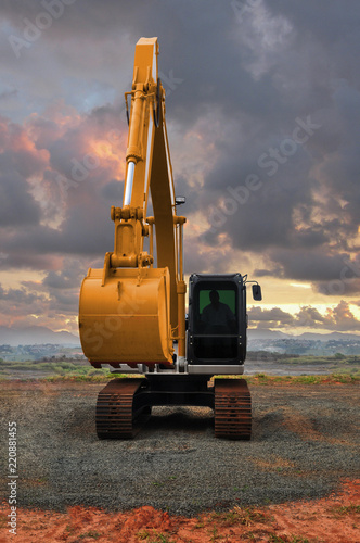 escavator in front view